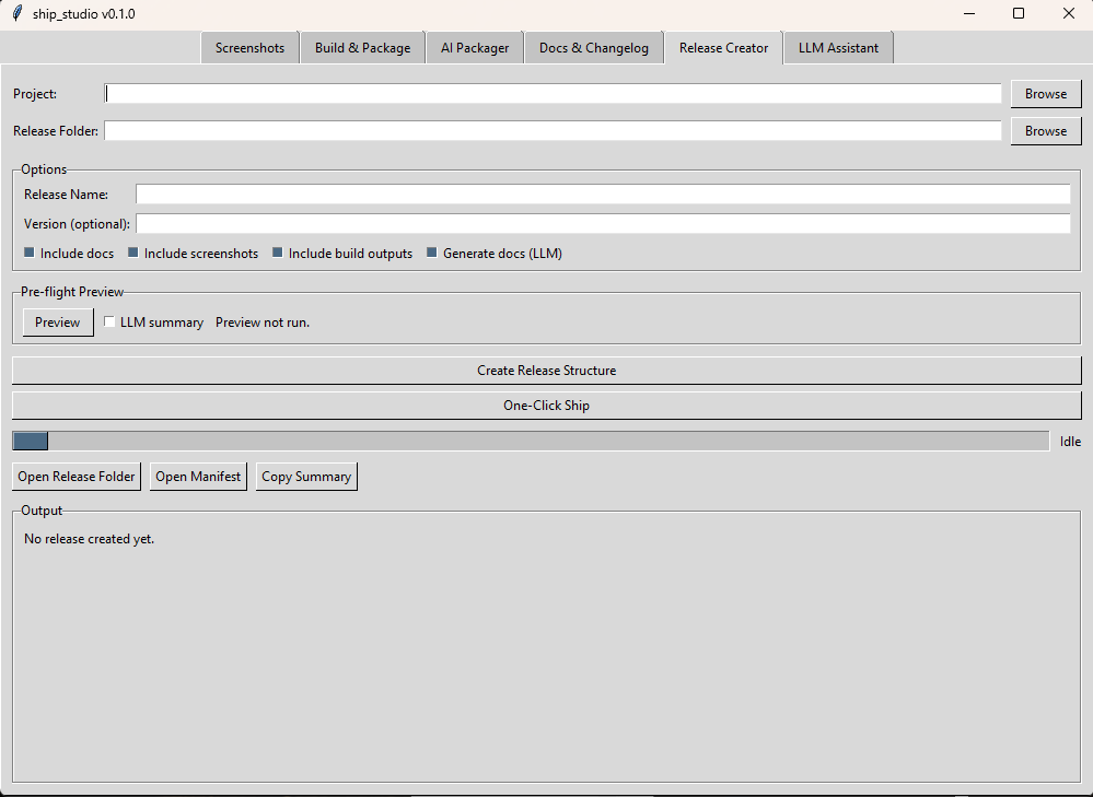 Ship Studio release creator